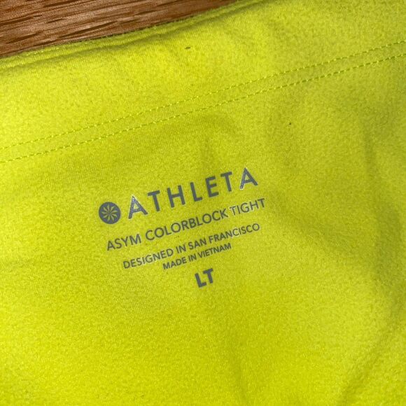 Athleta ASYM Colorblock Size LT Supersonic Black Green Athletic Leggings - Picture 5 of 10